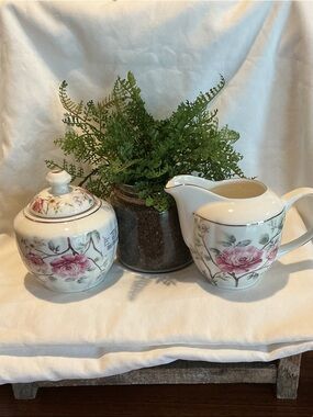 Pink Floral Sugar and Cream Set